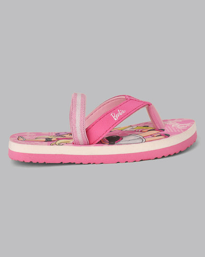 Kids Girls Barbie Printed Pink Flip Flops