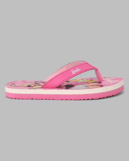 Kids Girls Barbie Printed Pink Flip Flops