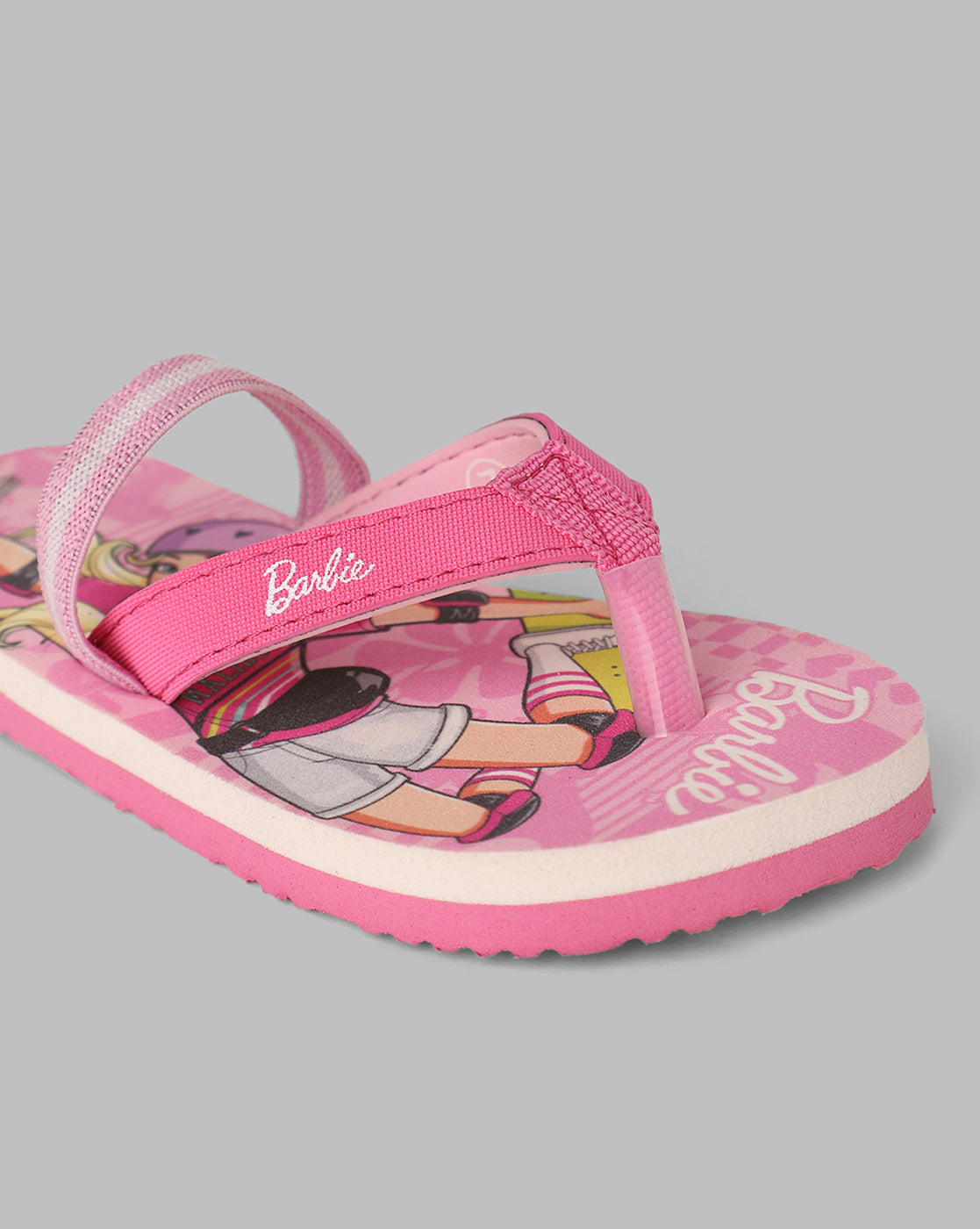 Kids Girls Barbie Printed Pink Flip Flops