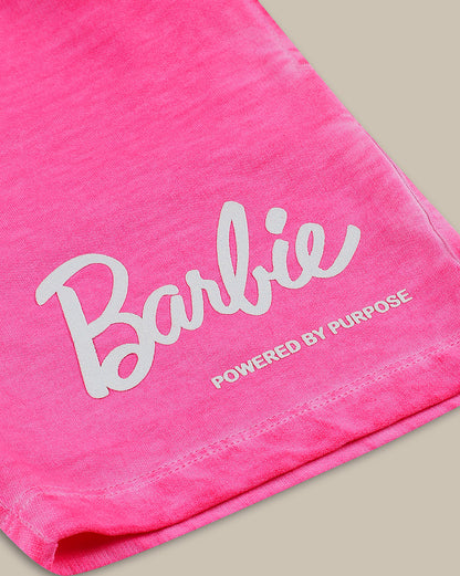 Barbie Printed Mid-Rise Shorts For Girls