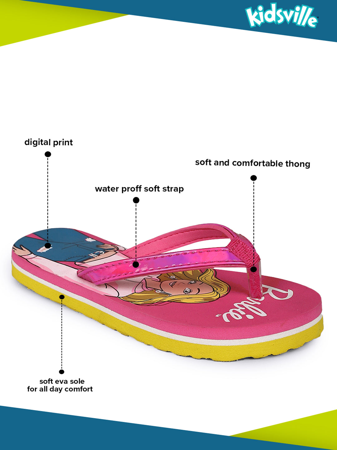 Barbie Flip-Flops For Kids Girls