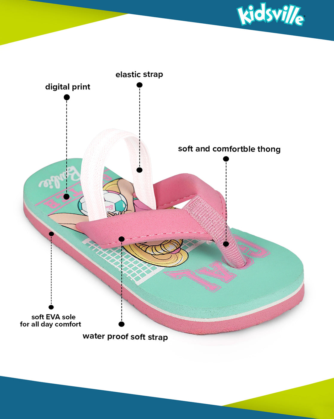 Barbie Flipflops For Kids Girls