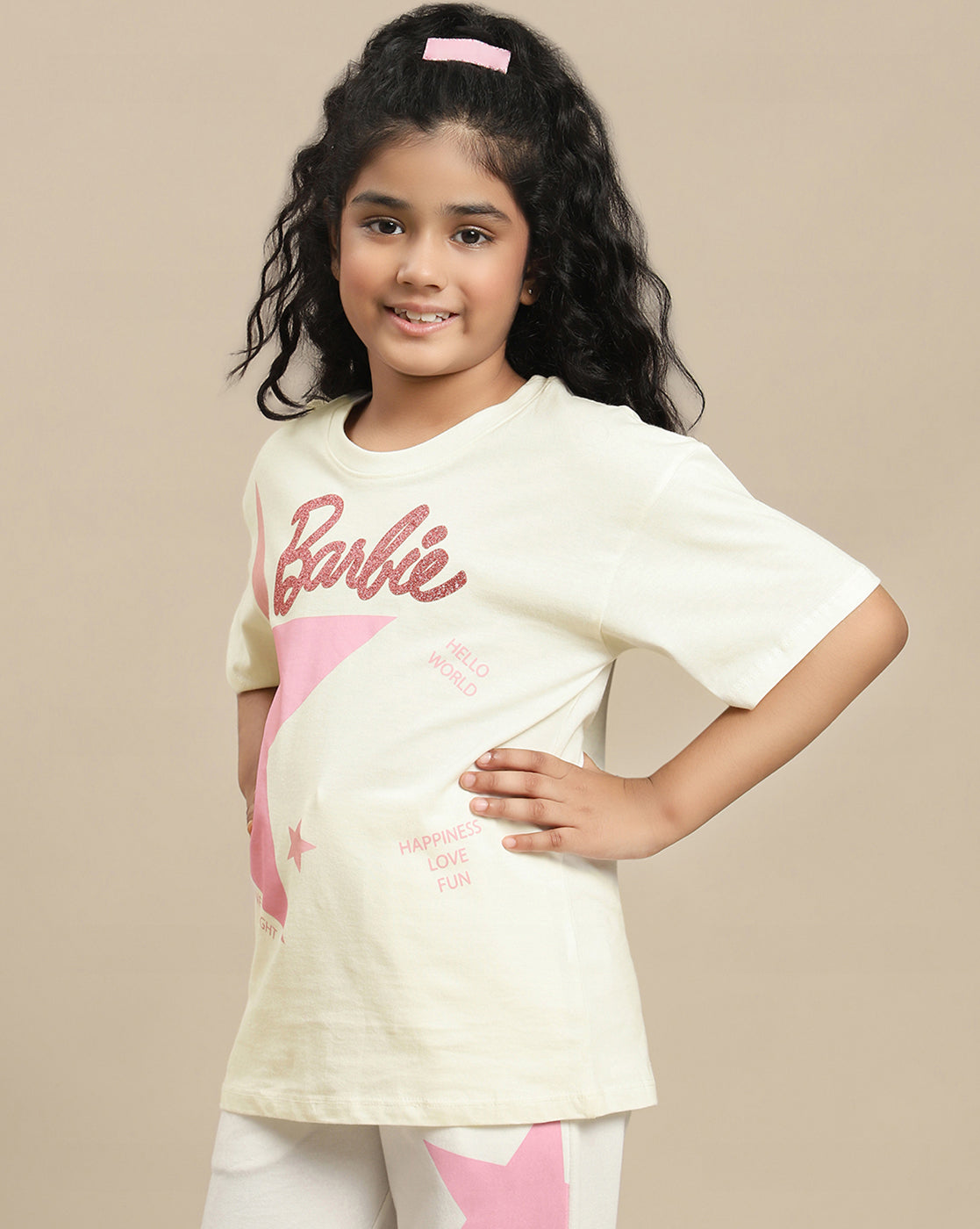 Barbie Printed Relaxed Fit Tshirt For Girls