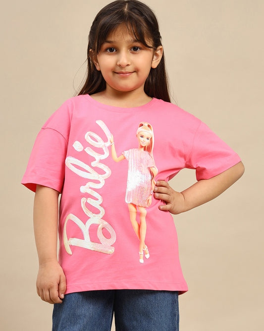 Barbie Printed Oversized Tshirt For Girls