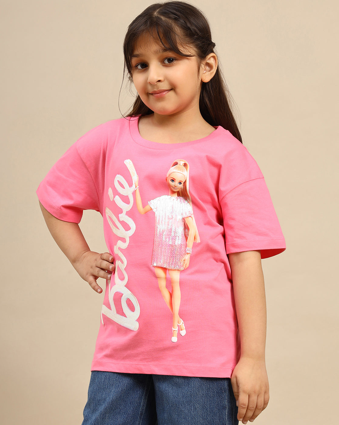 Barbie Printed Oversized Tshirt For Girls