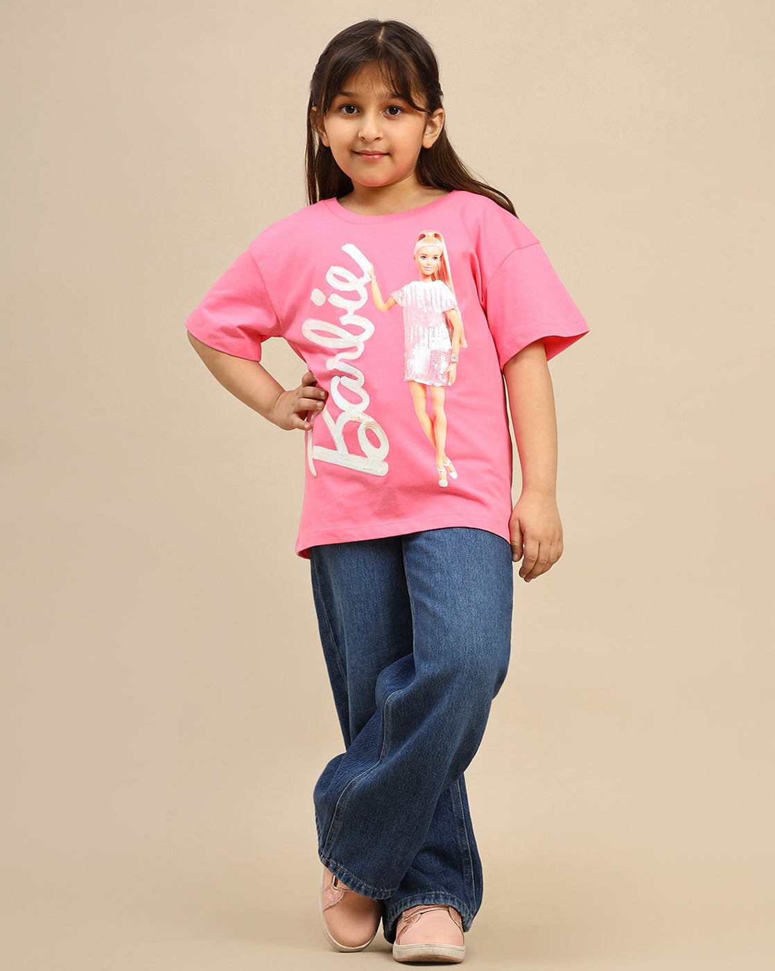 Barbie Printed Oversized Tshirt For Girls