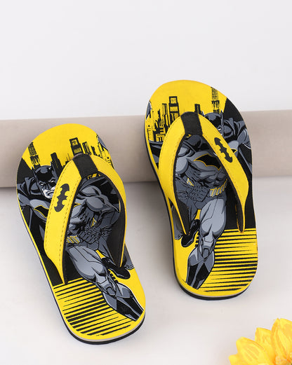 Kids Boys Batman Printed Yellow Flip Flops