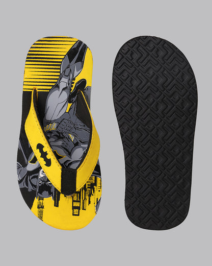 Kids Boys Batman Printed Yellow Flip Flops