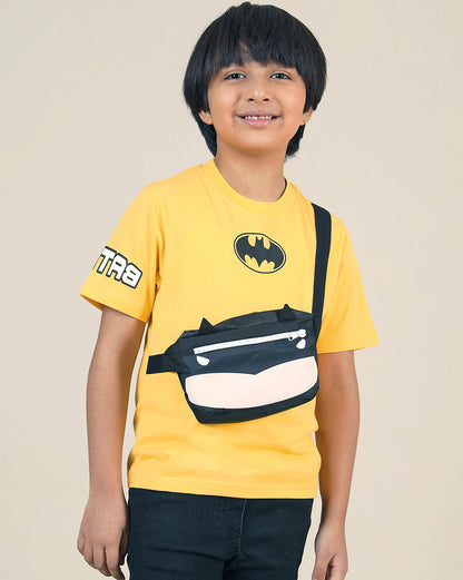 Batman Printed Regular Fit Tshirt with Zip Pocket For Boys