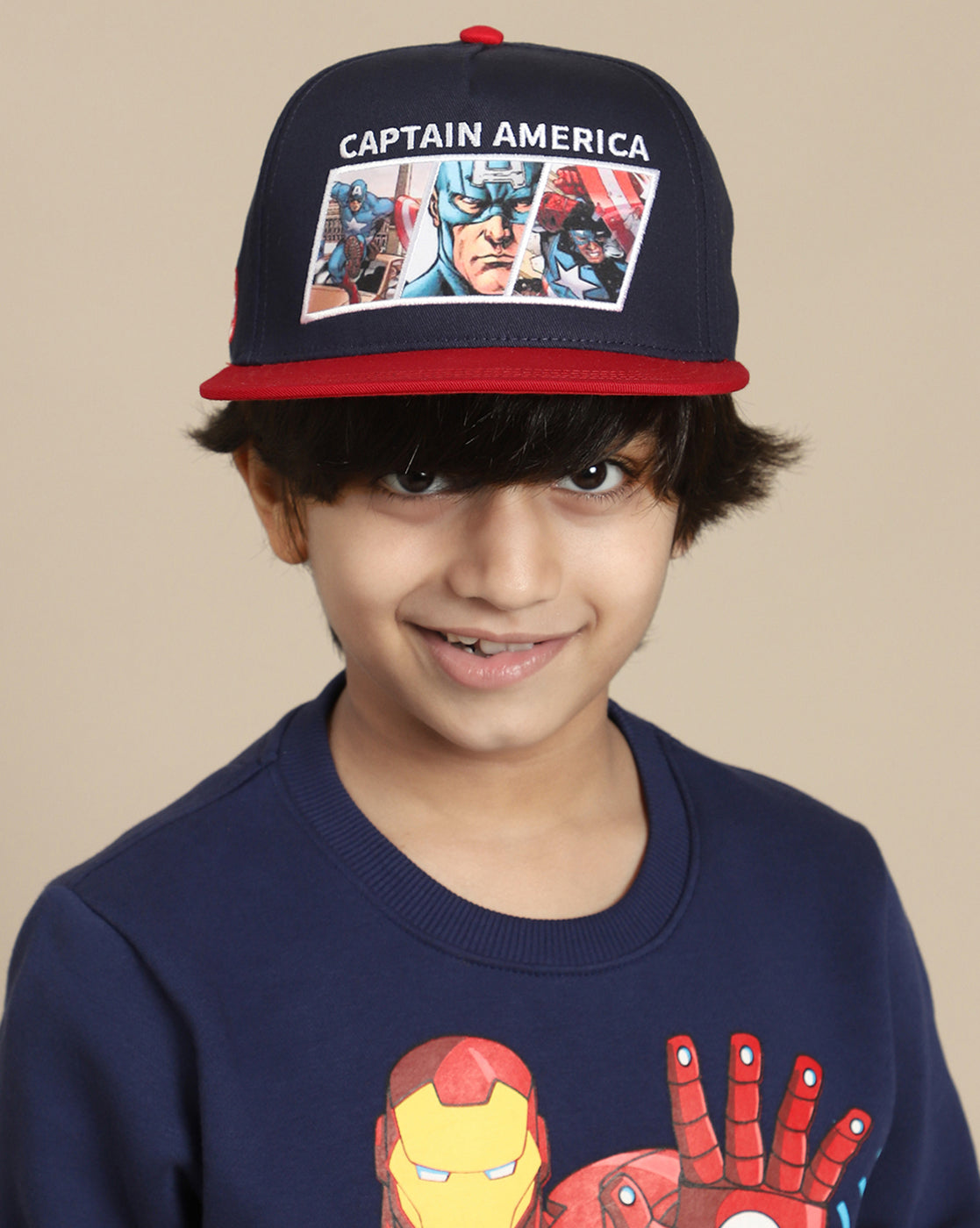 Kids Boys Captain America Printed Blue Caps