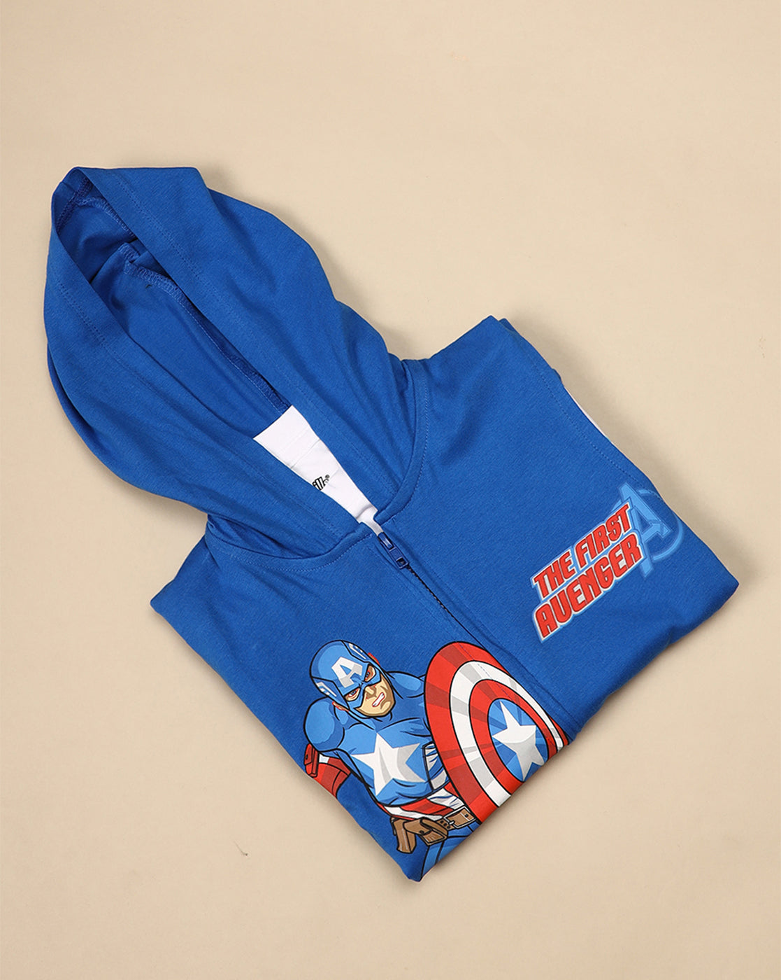 Captain America Printed Hooded & Round Neck Tshirt Set For Boys