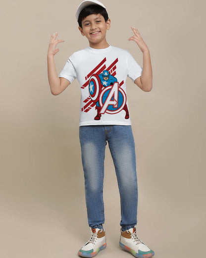 Captain America Printed Tshirt For Boys