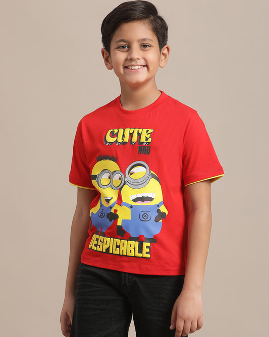 Minions Printed Regular Fit Tshirt For Boys