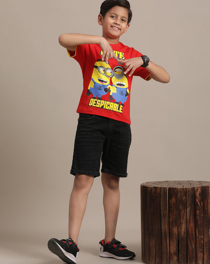 Minions Printed Regular Fit Tshirt For Boys