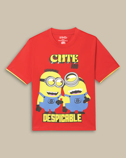 Minions Printed Regular Fit Tshirt For Boys