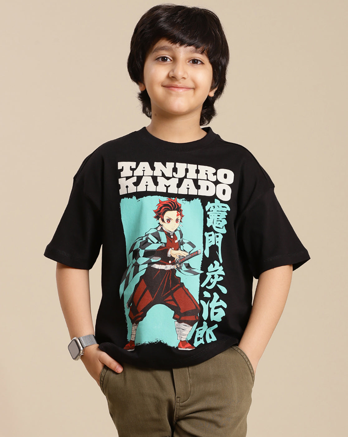 Demon Slayer Printed Oversize Fit Tshirt For Boys