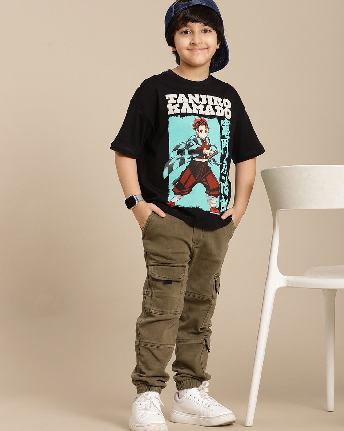 Demon Slayer Printed Oversize Fit Tshirt For Boys