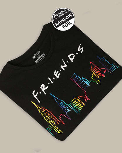 Friends Boxy Fit  Black Tshirt For Girls