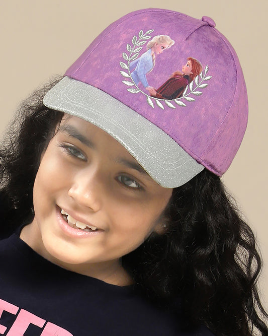 Kids Girls Frozen Printed Purple Caps