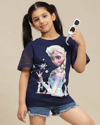 Frozen Printed Regular Fit Tshirt For Girls