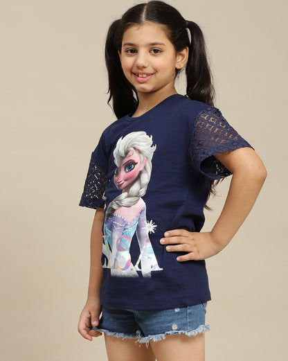 Frozen Printed Regular Fit Tshirt For Girls