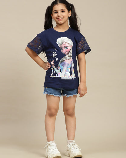 Frozen Printed Regular Fit Tshirt For Girls