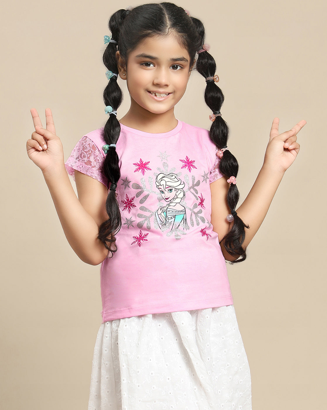 Frozen Printed Regular Fit Tshirt For Girls