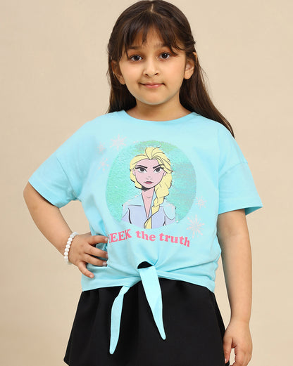 Frozen Printed Regular Fit Tshirt For Girls