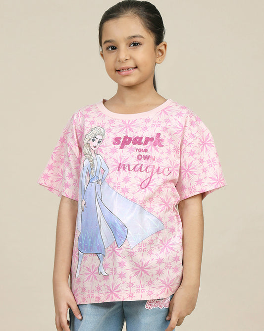 Frozen Printed Relaxed Fit Tshirt For Girls