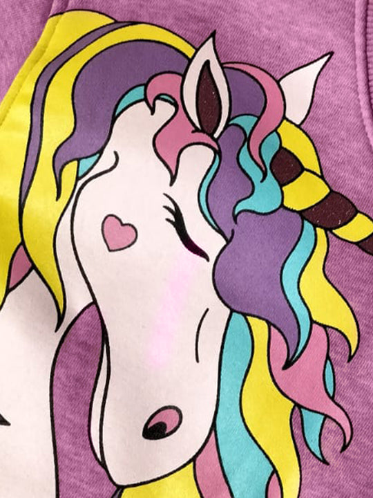 Unicorn Printed Regular Fit Sweatshirt For Kids Girls