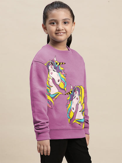 Unicorn Printed Regular Fit Sweatshirt For Kids Girls