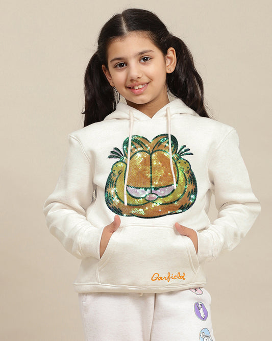 Garfield Printed Relaxed Fit Hoodie For Girls