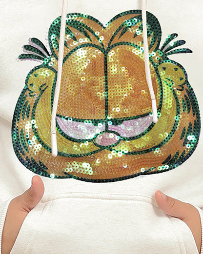 Garfield Printed Relaxed Fit Hoodie For Girls