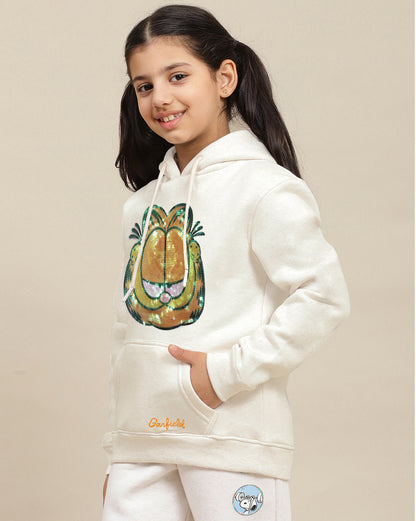 Garfield Printed Relaxed Fit Hoodie For Girls