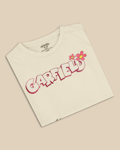 Garfield Printed Regular Fit Tshirt For Girls