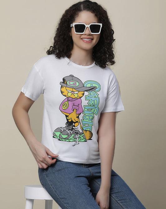 Girls  Garfield Pure Cotton Relaxed-Fit Tshirt