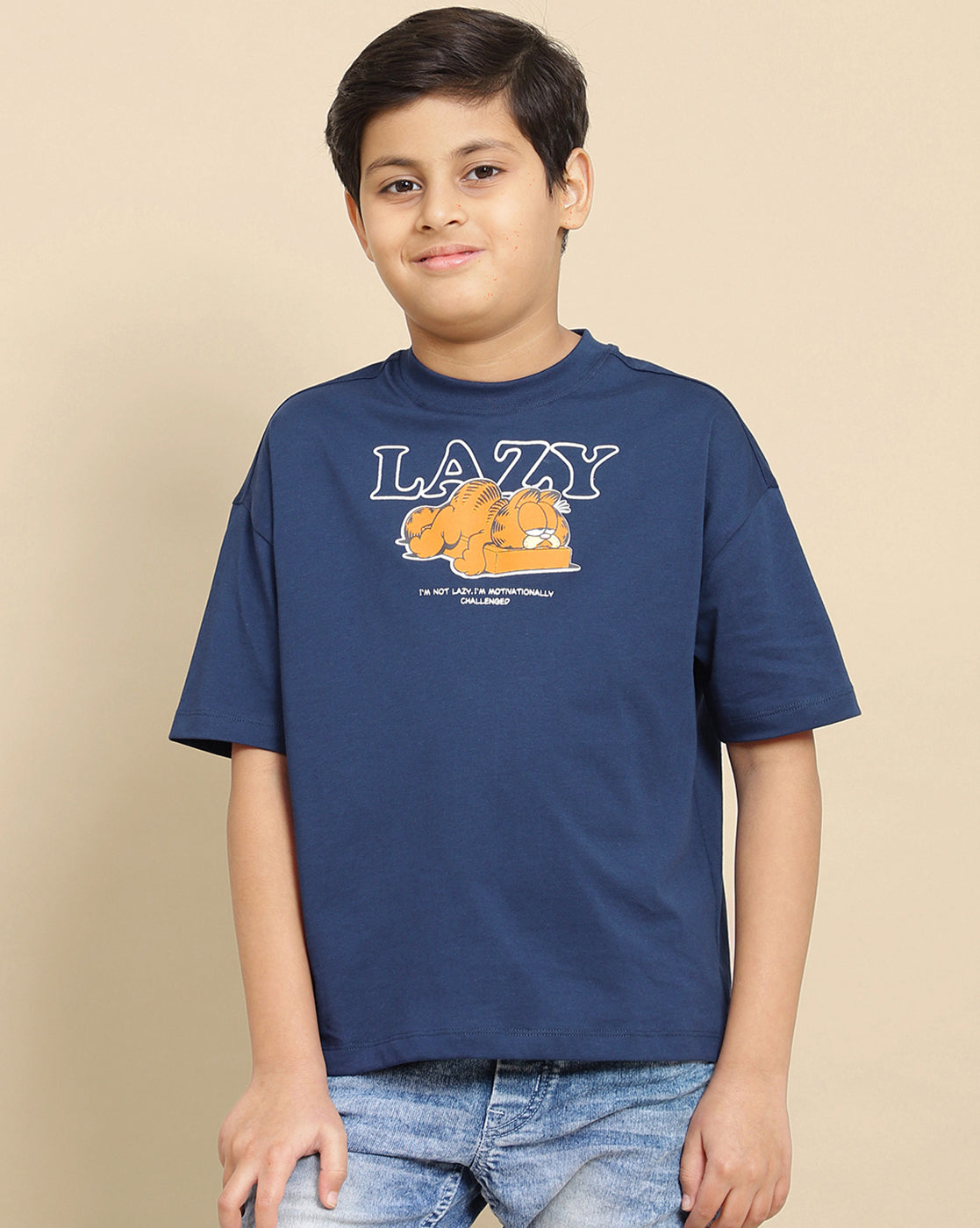 Garfield Printed Oversized Tshirt For Boys