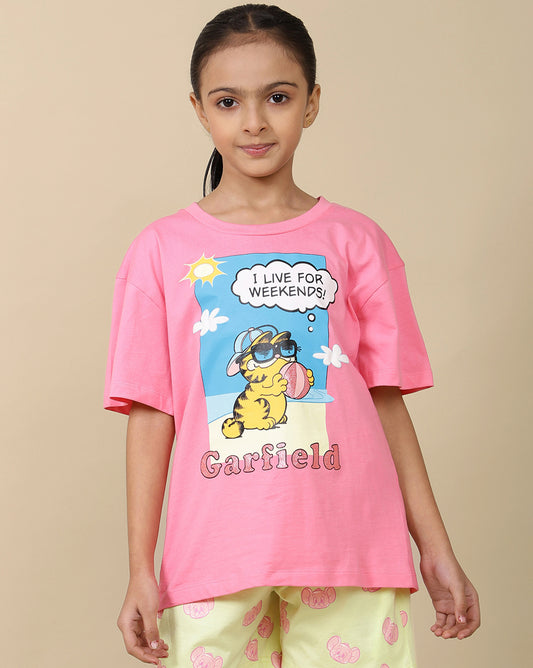 Garfield Printed oversized fit Tshirt For Girls