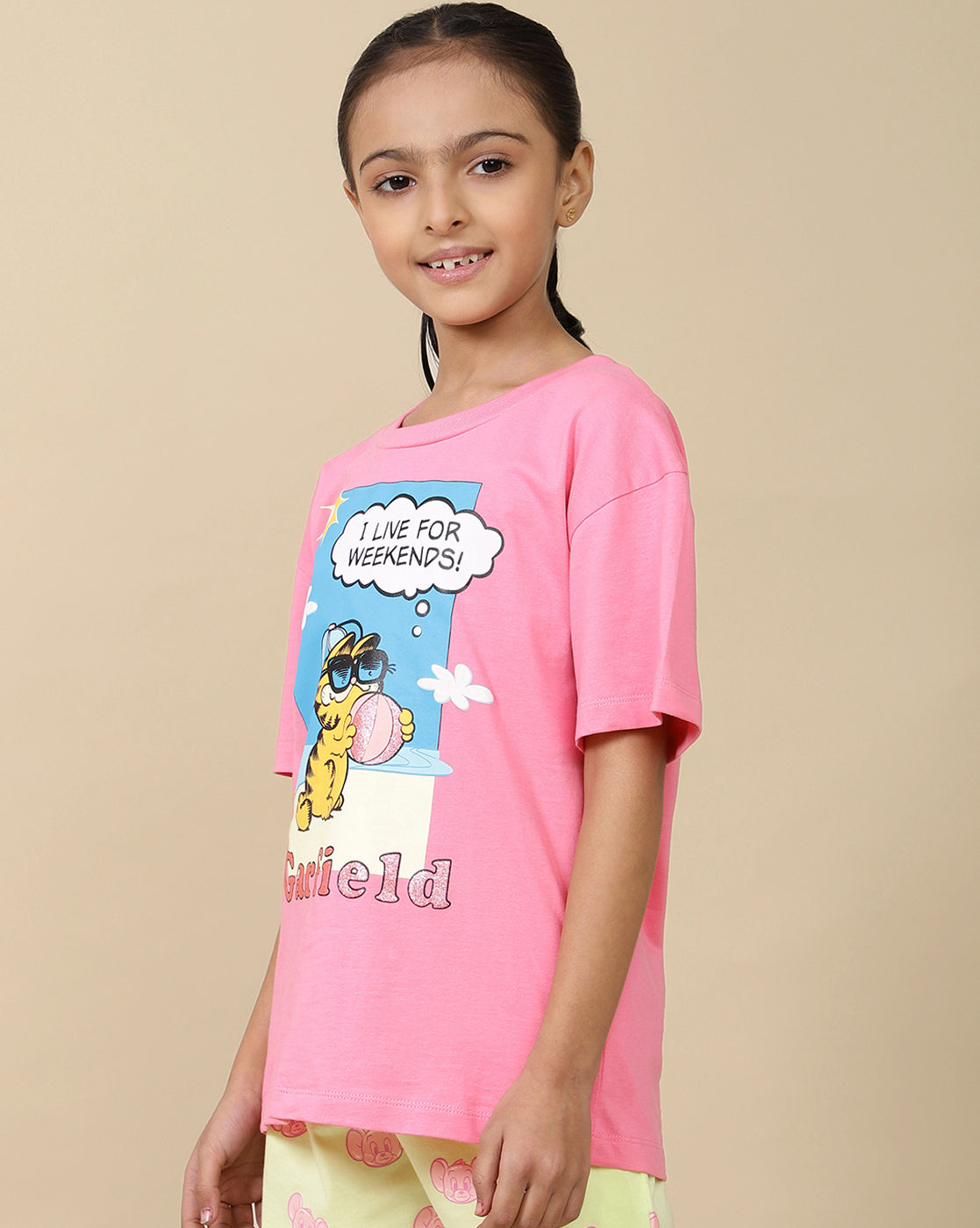 Garfield Printed oversized fit Tshirt For Girls