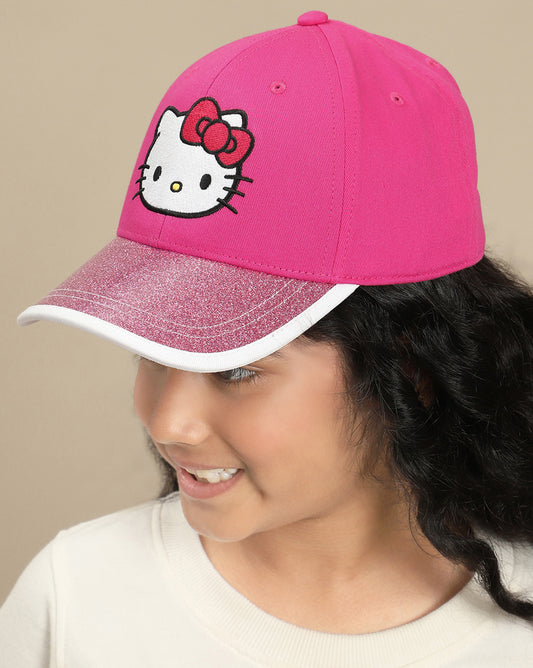 Kids Girls Hello Kitty Printed Pink Caps