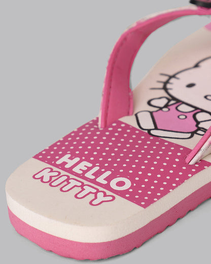 Kids Girls Hello Kitty Printed Pink Flip Flops