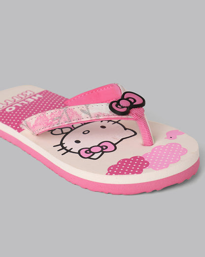 Kids Girls Hello Kitty Printed Pink Flip Flops