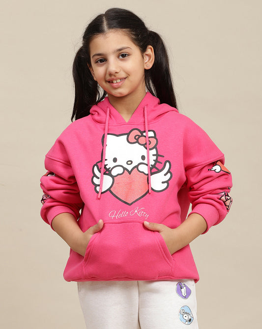 Hello Kitty Printed Oversized Fit Hoodie For Girls