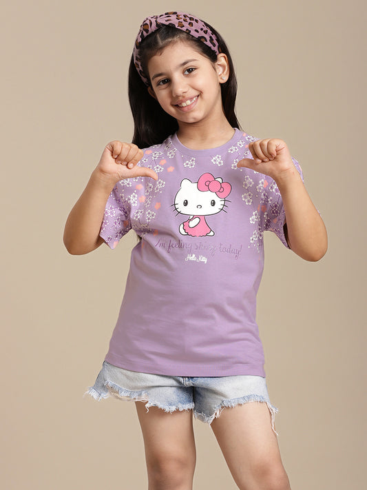 Hello Kitty Printed Relaxed Fit Tshirt For Girls