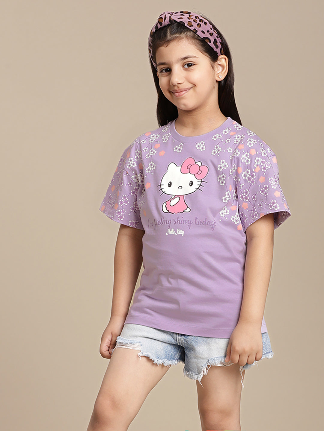 Hello Kitty Printed Relaxed Fit Tshirt For Girls