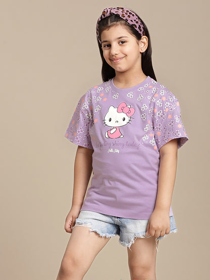 Hello Kitty Printed Relaxed Fit Tshirt For Girls