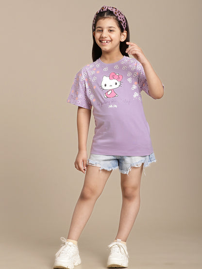 Hello Kitty Printed Relaxed Fit Tshirt For Girls