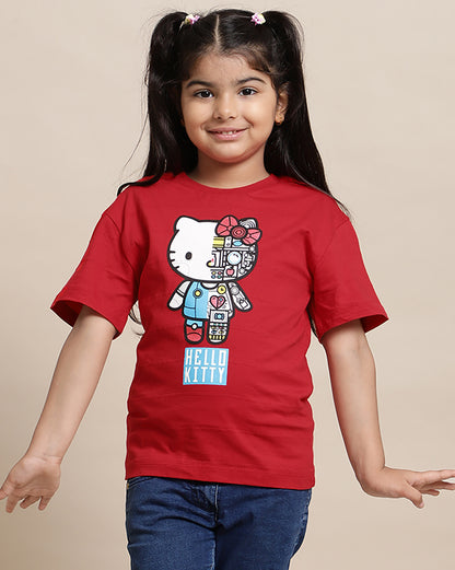 Hello Kitty Printed Relaxed Fit Tshirt For Girls