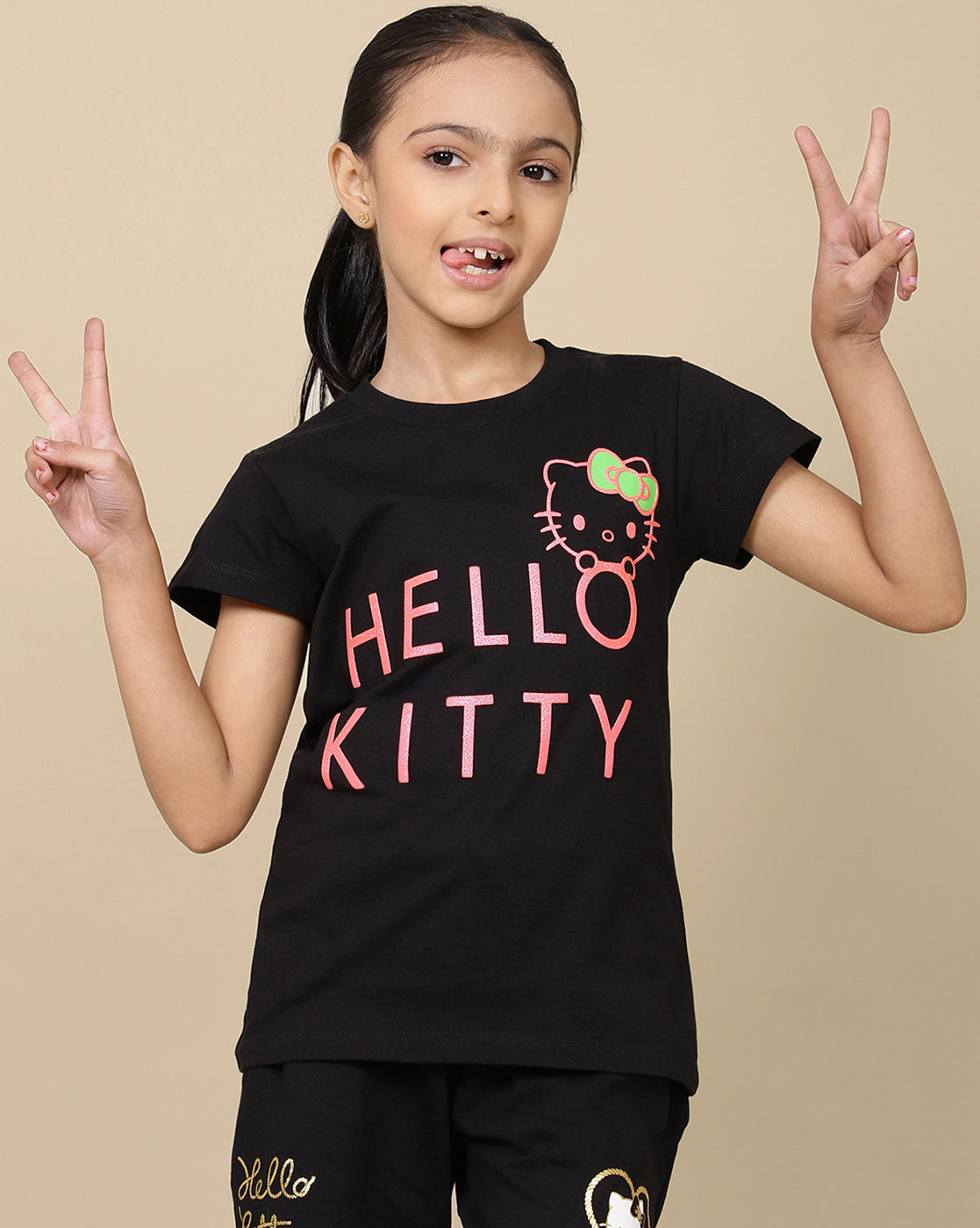 Hello Kitty Printed Regular Fit Tshirt For Girls