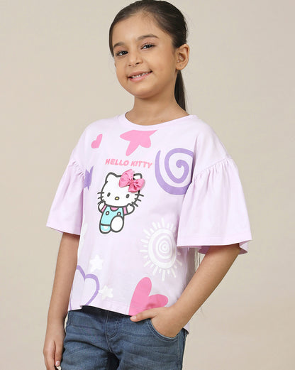 Hello Kitty Printed Relaxed Fit Tshirt For Girls